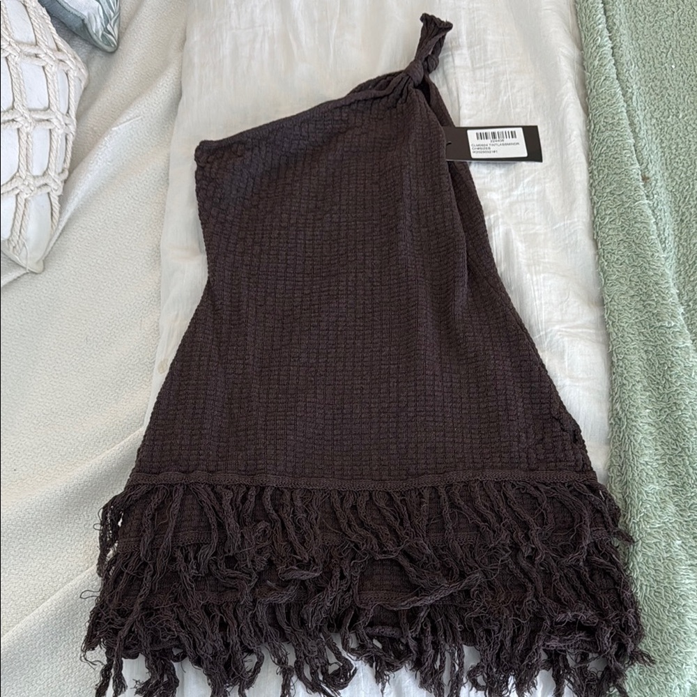 EGO Dark Brown Mini Dress with Fringe